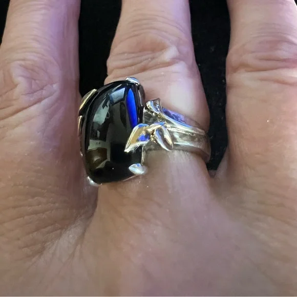 Michelle Albala Black Onyx Sterling Silver & Gold Vermeil Ring - Picture 4 of 11